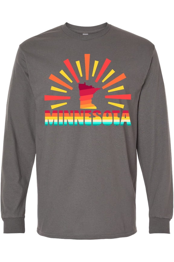 Minnesota with Retro Sunset Long Sleeve T-Shirt