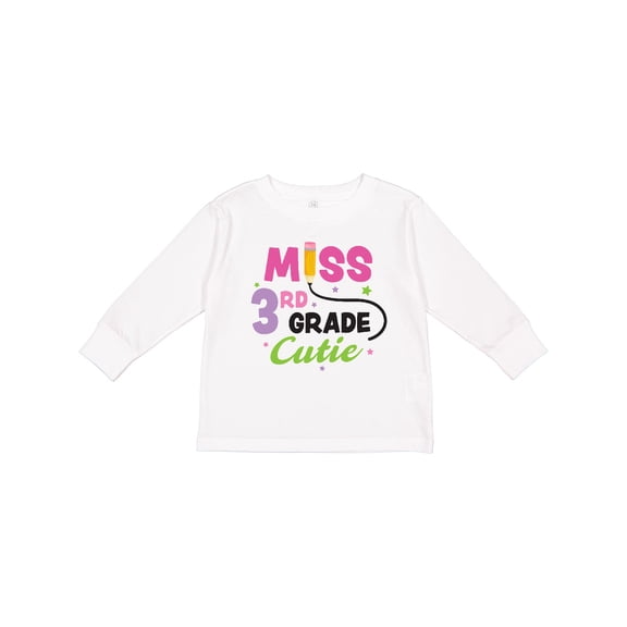 Inktastic Miss 3rd Grade Cutie with Pencil and Stars Girls Long Sleeve Toddler T-Shirt