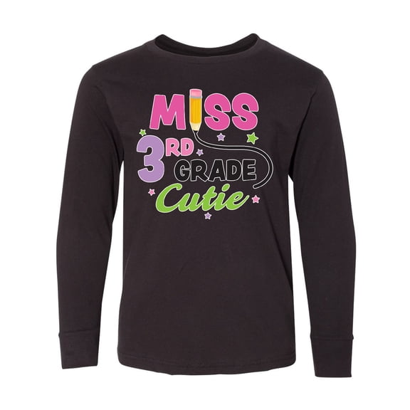 Inktastic Miss 3rd Grade Cutie with Pencil and Stars Long Sleeve Youth T-Shirt