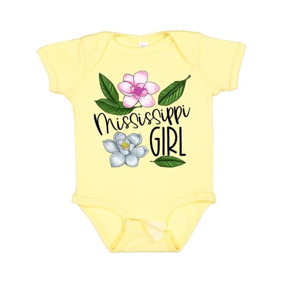 Inktastic Mississippi Girl Magnolia Flowers and Leaves Girls Baby Bodysuit