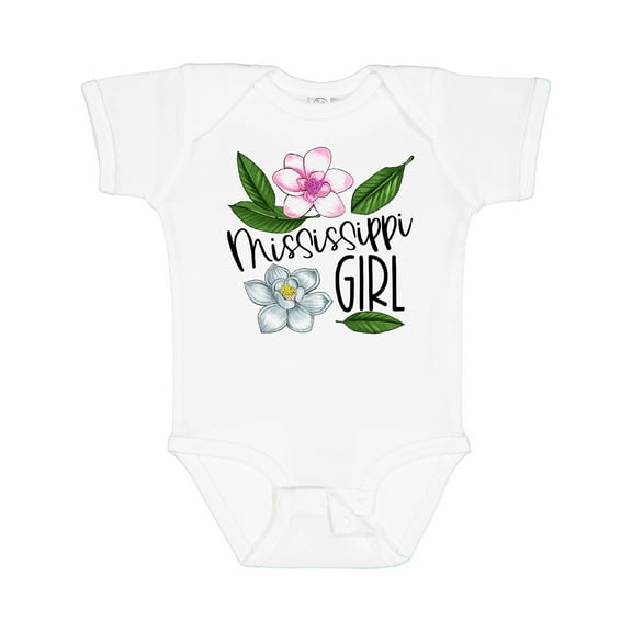 Inktastic Mississippi Girl Magnolia Flowers and Leaves Girls Baby Bodysuit