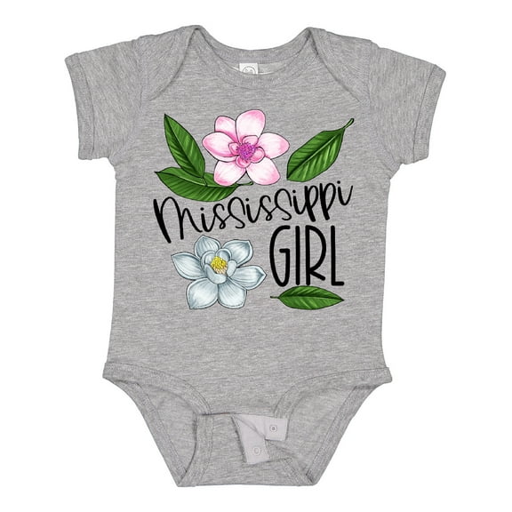 Inktastic Mississippi Girl Magnolia Flowers and Leaves Girls Baby Bodysuit