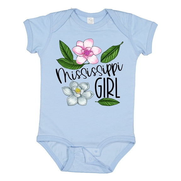 Inktastic Mississippi Girl Magnolia Flowers and Leaves Girls Baby Bodysuit