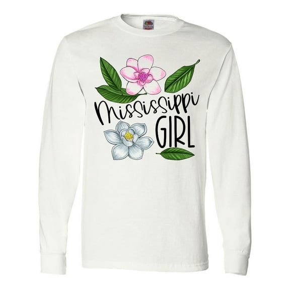 Inktastic Mississippi Girl Magnolia Flowers and Leaves Long Sleeve T-Shirt