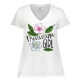 thumbnail image 1 of Inktastic Mississippi Girl Magnolia Flowers and Leaves Women's Plus Size V-Neck T-Shirt, 1 of 5