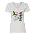 thumbnail image 1 of Inktastic Mississippi Girl Magnolia Flowers and Leaves Women's V-Neck T-Shirt, 1 of 5