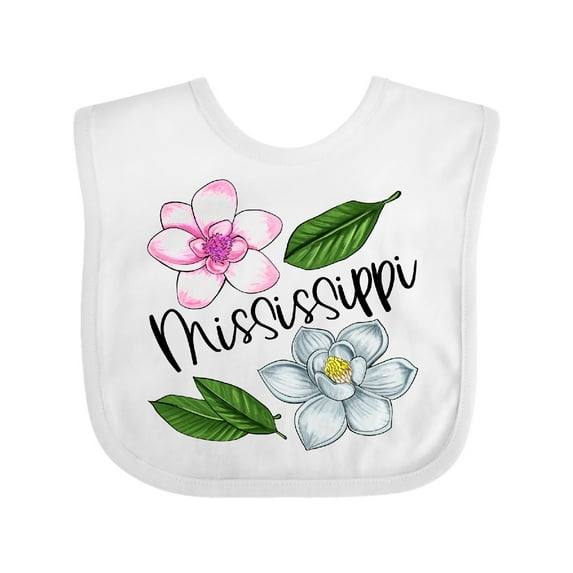 Inktastic Mississippi Magnolia Flowers and Leaves Boys or Girls Baby Bib