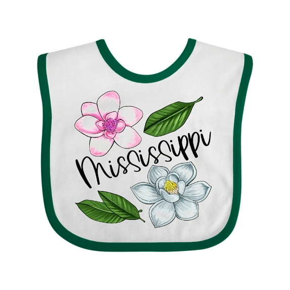 Inktastic Mississippi Magnolia Flowers and Leaves Boys or Girls Baby Bib