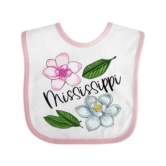 Inktastic Mississippi Magnolia Flowers and Leaves Boys or Girls Baby Bib
