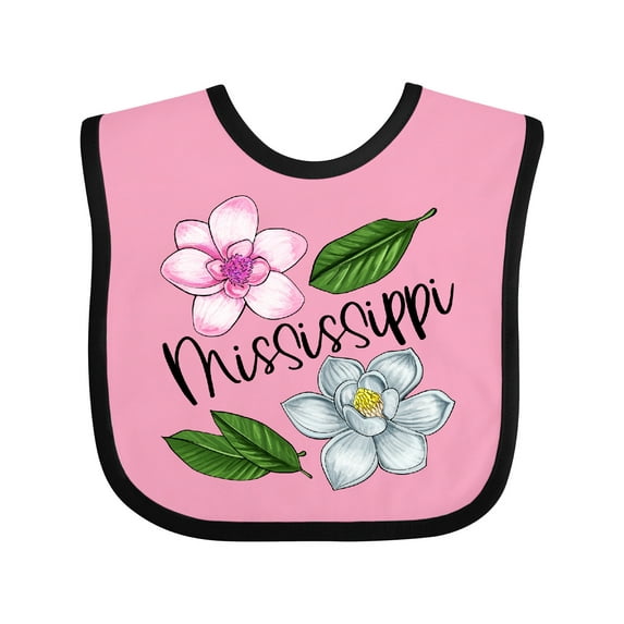 Inktastic Mississippi Magnolia Flowers and Leaves Boys or Girls Baby Bib
