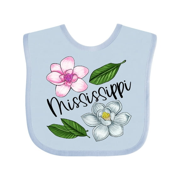 Inktastic Mississippi Magnolia Flowers and Leaves Boys or Girls Baby Bib