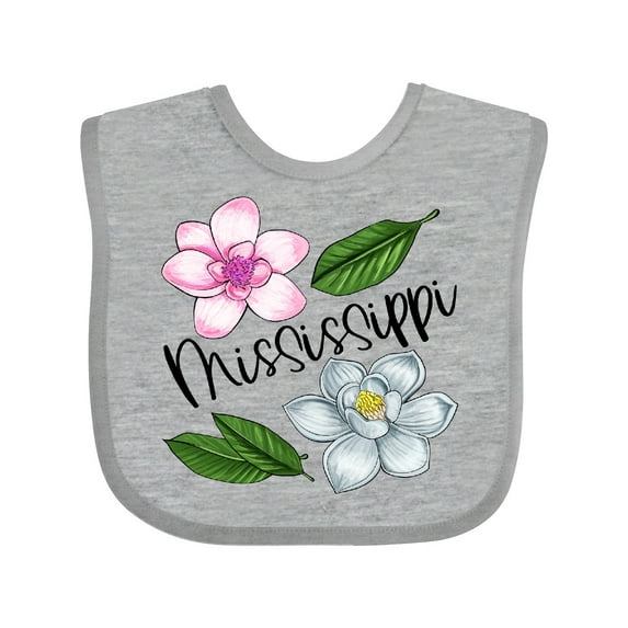 Inktastic Mississippi Magnolia Flowers and Leaves Boys or Girls Baby Bib
