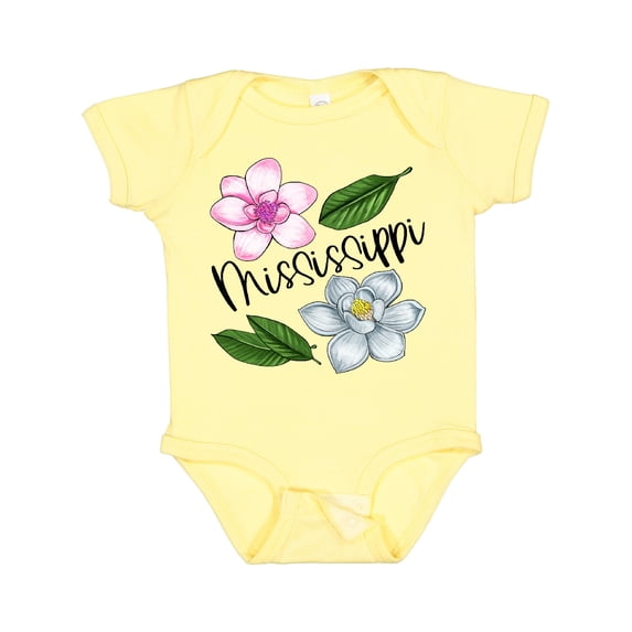 Inktastic Mississippi Magnolia Flowers and Leaves Boys or Girls Baby Bodysuit