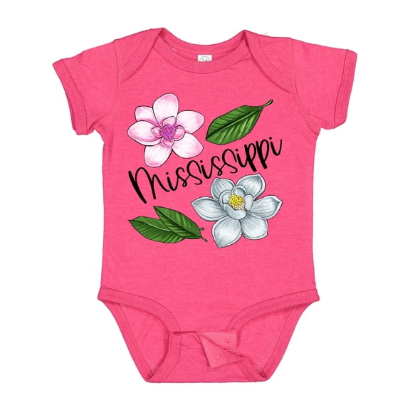 Inktastic Mississippi Magnolia Flowers and Leaves Boys or Girls Baby Bodysuit