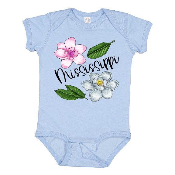 Inktastic Mississippi Magnolia Flowers and Leaves Boys or Girls Baby Bodysuit