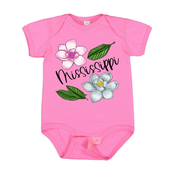 Inktastic Mississippi Magnolia Flowers and Leaves Boys or Girls Baby Bodysuit