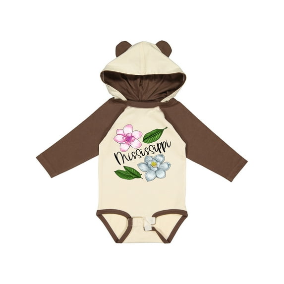 Inktastic Mississippi Magnolia Flowers and Leaves Boys or Girls Long Sleeve Baby Bodysuit