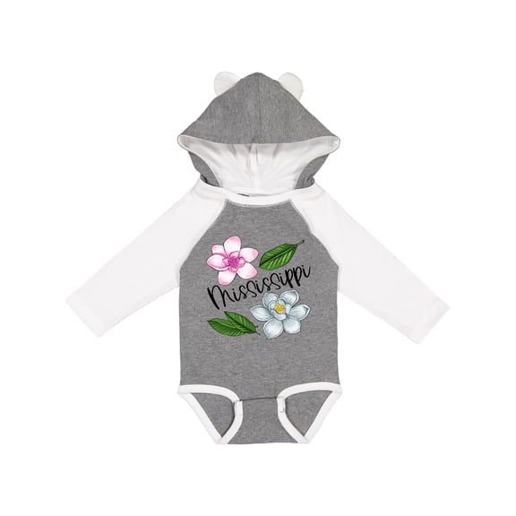 Inktastic Mississippi Magnolia Flowers and Leaves Boys or Girls Long Sleeve Baby Bodysuit