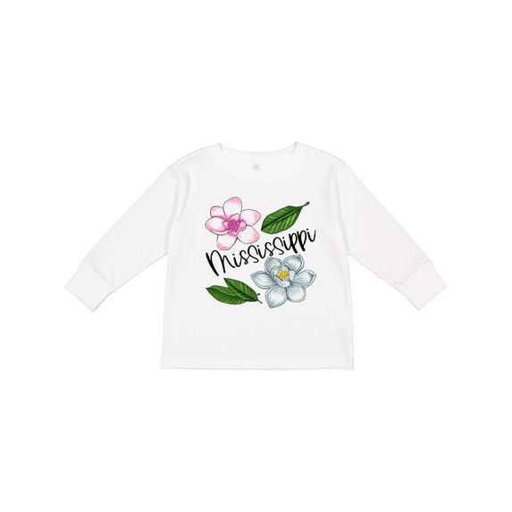 Inktastic Mississippi Magnolia Flowers and Leaves Boys or Girls Long Sleeve Toddler T-Shirt