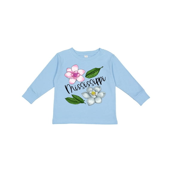 Inktastic Mississippi Magnolia Flowers and Leaves Boys or Girls Long Sleeve Toddler T-Shirt