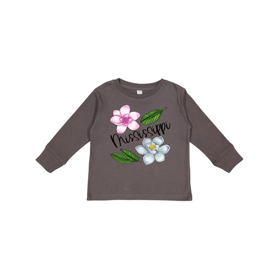 Inktastic Mississippi Magnolia Flowers and Leaves Boys or Girls Long Sleeve Toddler T-Shirt