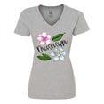 thumbnail image 1 of Inktastic Mississippi Magnolia Flowers and Leaves Women's V-Neck T-Shirt, 1 of 5