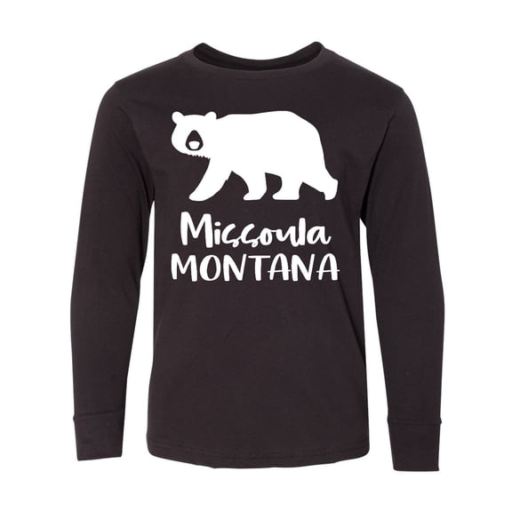 Inktastic Missoula, Montana White Bear Silhouette Long Sleeve Youth T-Shirt