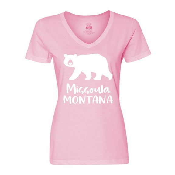 Inktastic Missoula, Montana White Bear Silhouette Women's V-Neck T-Shirt