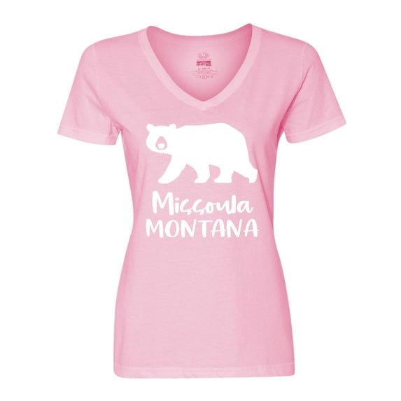 Inktastic Missoula, Montana White Bear Silhouette Women's V-Neck T-Shirt