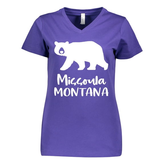 Inktastic Missoula, Montana White Bear Silhouette Women's V-Neck T-Shirt