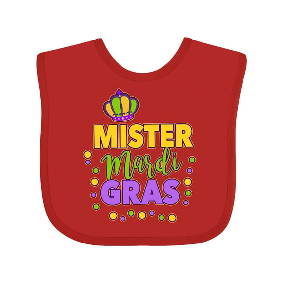 Inktastic Mister Mardi Gras with Crown and Dots Boys Baby Bib