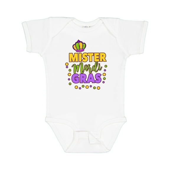Inktastic Mister Mardi Gras with Crown and Dots Boys Baby Bodysuit