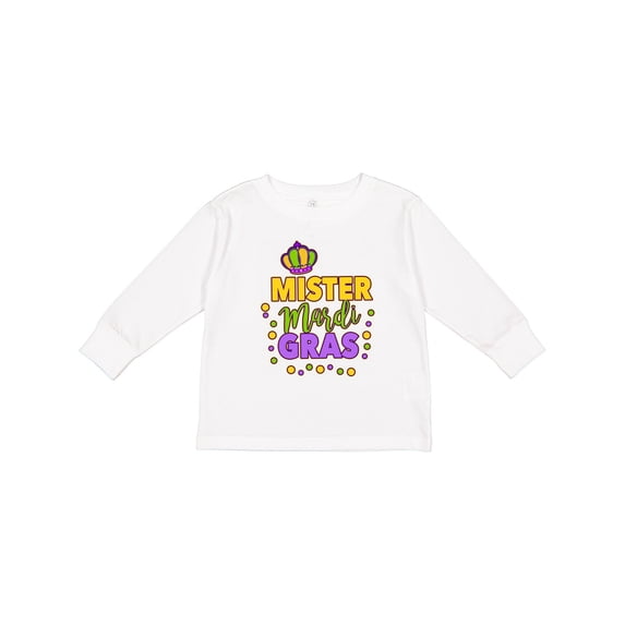 Inktastic Mister Mardi Gras with Crown and Dots Boys Long Sleeve Toddler T-Shirt