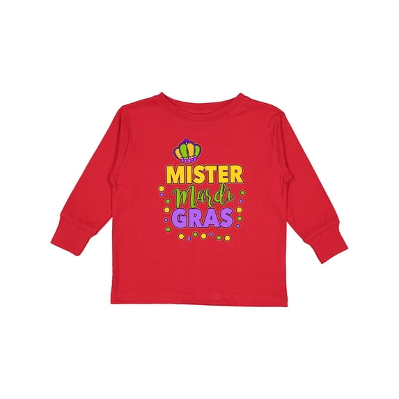 Inktastic Mister Mardi Gras with Crown and Dots Boys Long Sleeve Toddler T-Shirt
