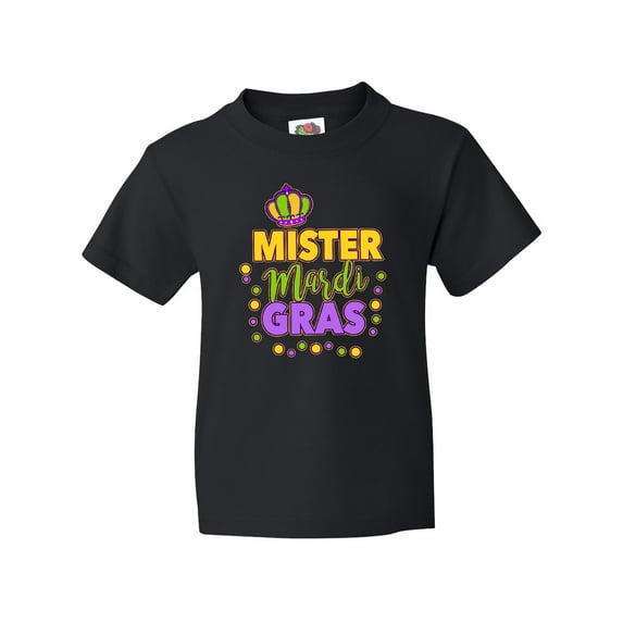 Inktastic Mister Mardi Gras with Crown and Dots Youth T-Shirt