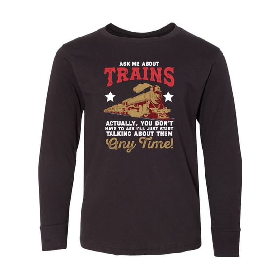 Inktastic Model Trains Steam Trains Long Sleeve Youth T-Shirt