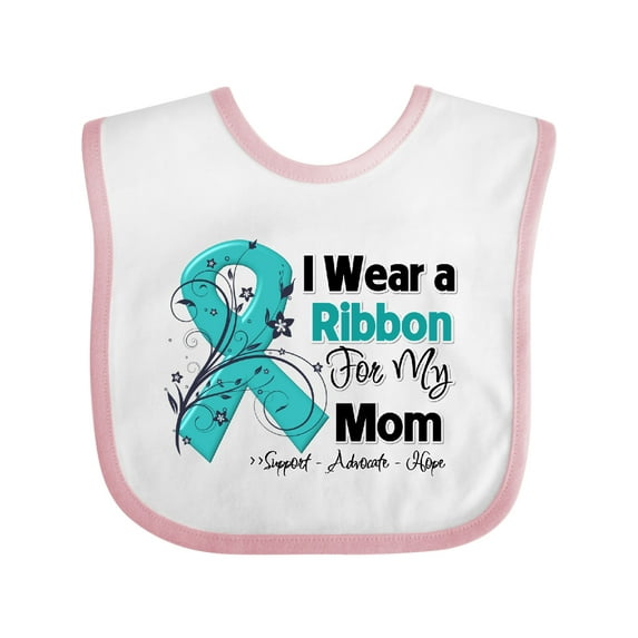 Inktastic Mom Ovarian Cancer Ribbon Boys or Girls Baby Bib