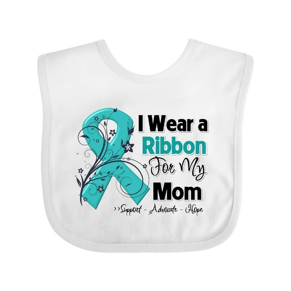 Inktastic Mom Ovarian Cancer Ribbon Boys or Girls Baby Bib