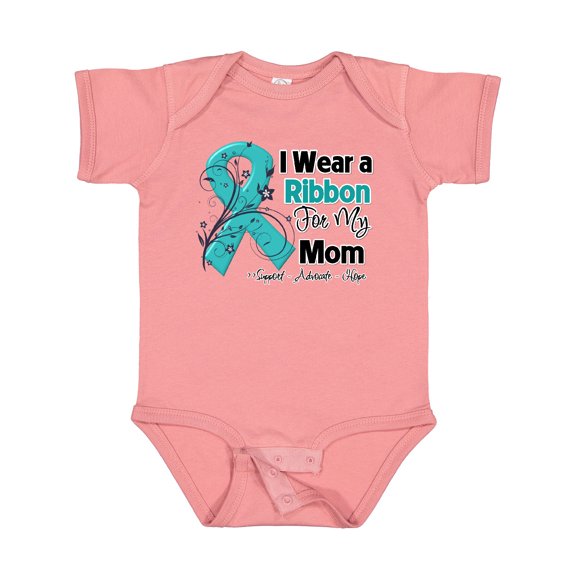 Inktastic Mom Ovarian Cancer Ribbon Boys or Girls Baby Bodysuit