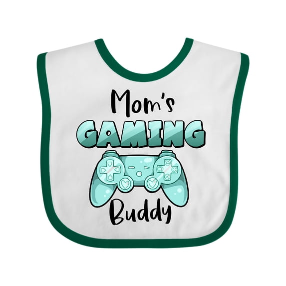 Inktastic Mom's Gaming Buddy Aqua Controller Boys or Girls Baby Bib