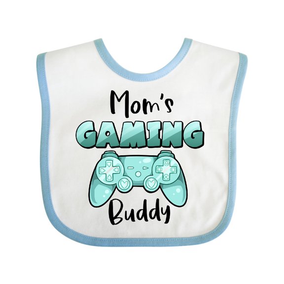 Inktastic Mom's Gaming Buddy Aqua Controller Boys or Girls Baby Bib