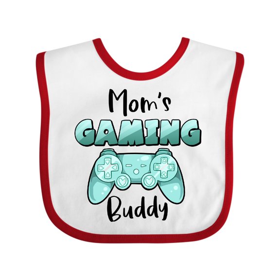 Inktastic Mom's Gaming Buddy Aqua Controller Boys or Girls Baby Bib