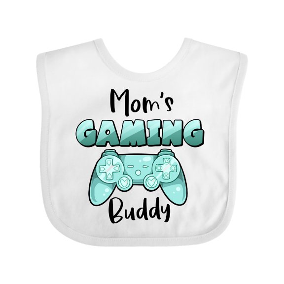 Inktastic Mom's Gaming Buddy Aqua Controller Boys or Girls Baby Bib