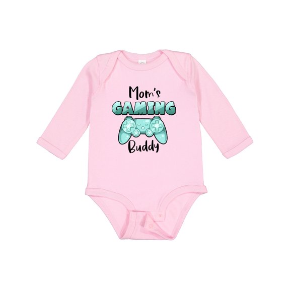 Inktastic Mom's Gaming Buddy Aqua Controller Boys or Girls Long Sleeve Baby Bodysuit