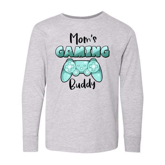 Inktastic Mom's Gaming Buddy- Aqua Controller Long Sleeve Youth T-Shirt