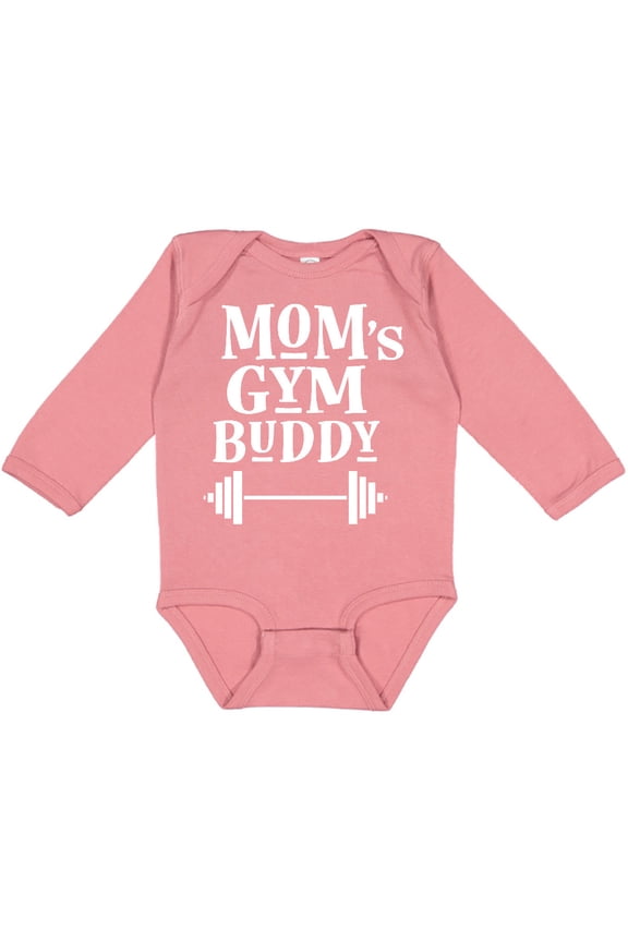 Mom's Gym Buddy Fitness Workout Boys or Girls Long Sleeve Baby Bodysuit