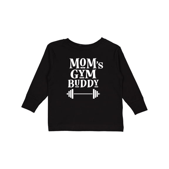 Inktastic Mom's Gym Buddy Fitness Workout Boys or Girls Long Sleeve Toddler T-Shirt