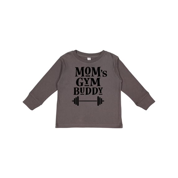 Inktastic Mom's Gym Buddy Fitness Workout Boys or Girls Long Sleeve Toddler T-Shirt