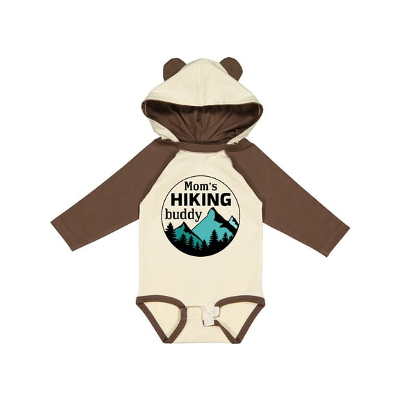 Inktastic Mom's Hiking Buddy with Mountains and Trees Boys or Girls Long Sleeve Baby Bodysuit