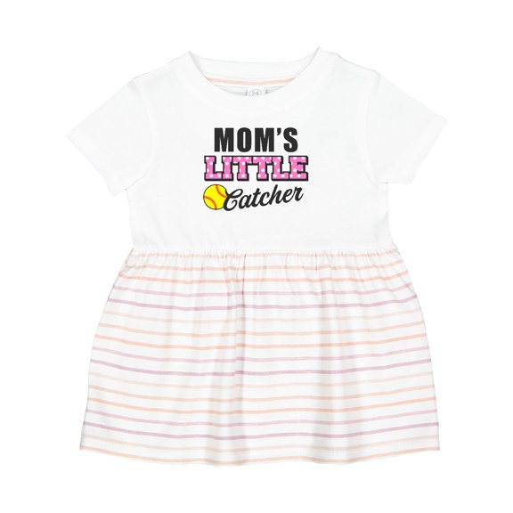Inktastic Mom's Little Catcher Softball Girls Baby Dress